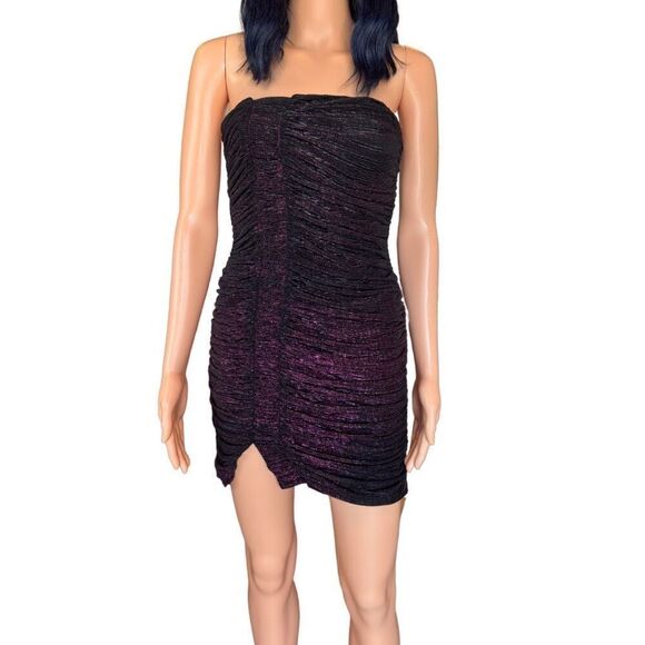 Black Halo Gio Metallic Pink Bodycon Mini Dress - Picture 2 of 6